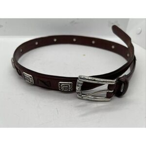 Fossil Womens Brown Metal Accents Leather Belt Western Bohemian Casual